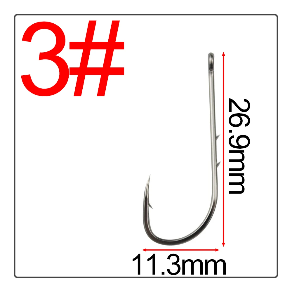 50Pcs Double back spines barb Crooked mouth fishhook Long handle band High carbon steel Hook flat Tide hook