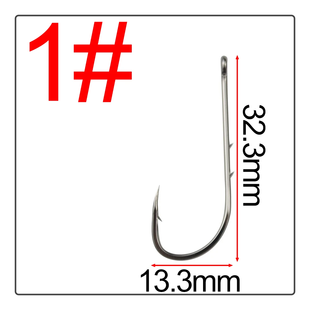 50Pcs Double back spines barb Crooked mouth fishhook Long handle band High carbon steel Hook flat Tide hook