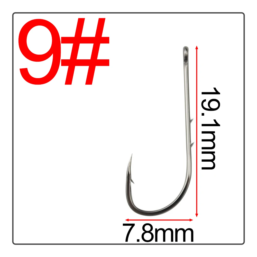 50Pcs Double back spines barb Crooked mouth fishhook Long handle band High carbon steel Hook flat Tide hook