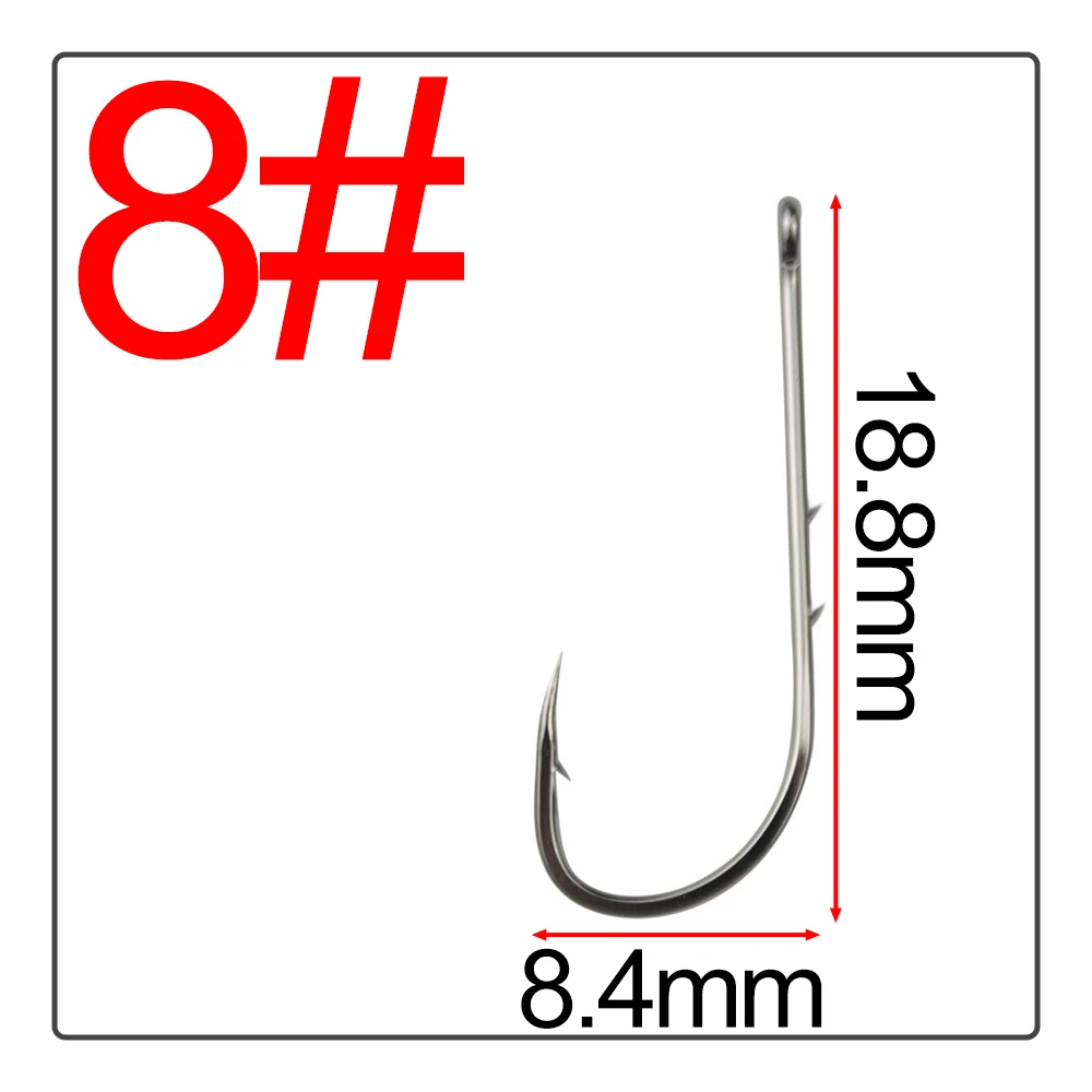 50Pcs Double back spines barb Crooked mouth fishhook Long handle band High carbon steel Hook flat Tide hook