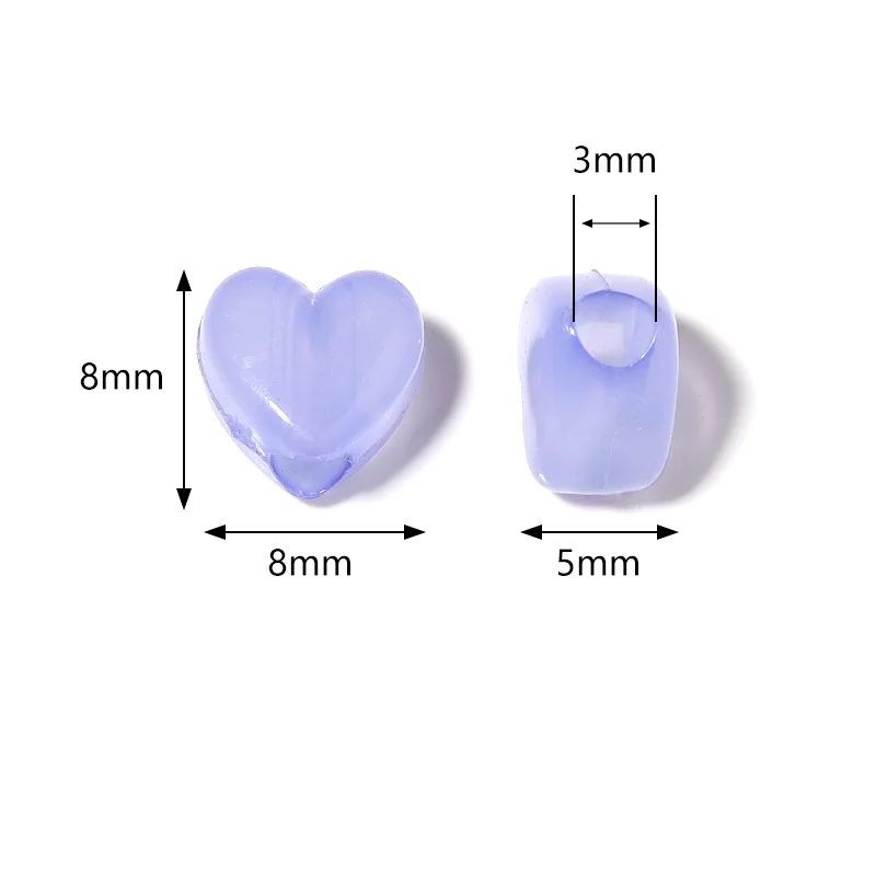 100pcs/Lot Candy Color Heart Shape Acrylic Beads for Jewelry Making Big Hole Beads Loose Beads Diy Bracelet Necklace for Child