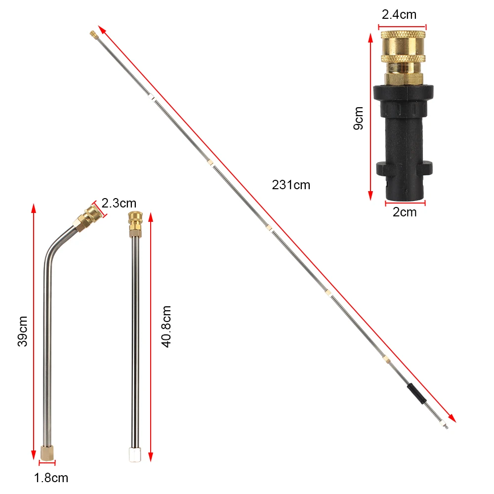 Gutter Cleaning Tool Pressure Washer - Extension Wands, Roof Cleaner Lance Nozzle - 4000 Psi 5 Tips, for Karcher K Series