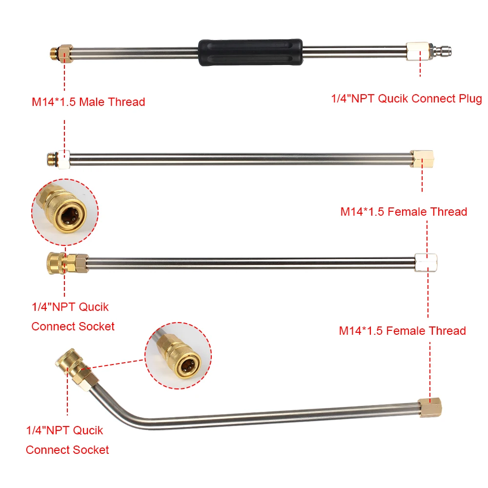 Gutter Cleaning Tool Pressure Washer - Extension Wands, Roof Cleaner Lance Nozzle - 4000 Psi 5 Tips, for Karcher K Series