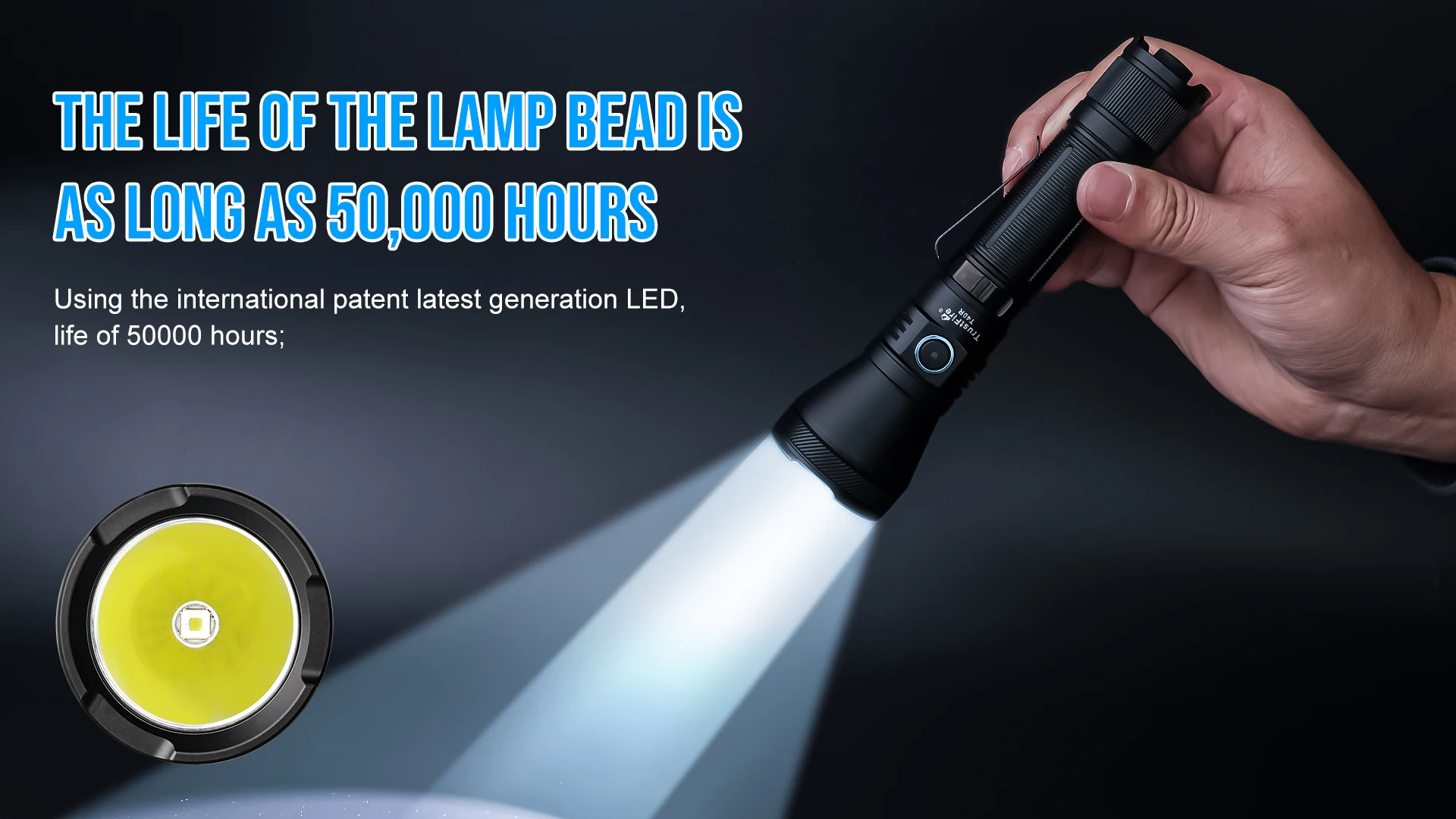 Trustfire T40R Tactical Rechargeable Lamp 1800Lumen 550Meter Beam Range Led Flashlight with Usb Charging Self-defense IP68 Torch
