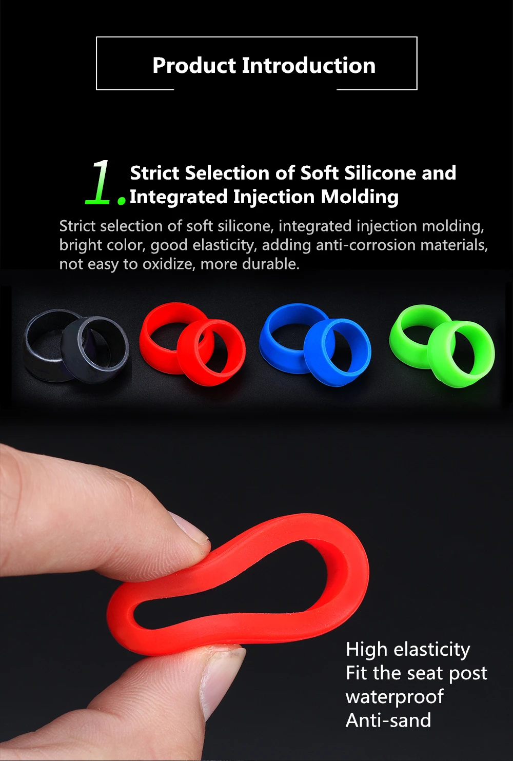 Risk 1Pc Cycling Silicone Waterproof Mountain Bike Seatpost Protective Bicycle Seat Post Rubber Ring Dust Cover