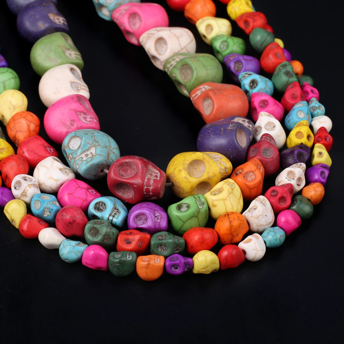 Skull Natural Stone Beads Blue White Turquoise Loose Spacer Beads for DIY Bracelet Necklace Making Jewelry Accessories Multisize