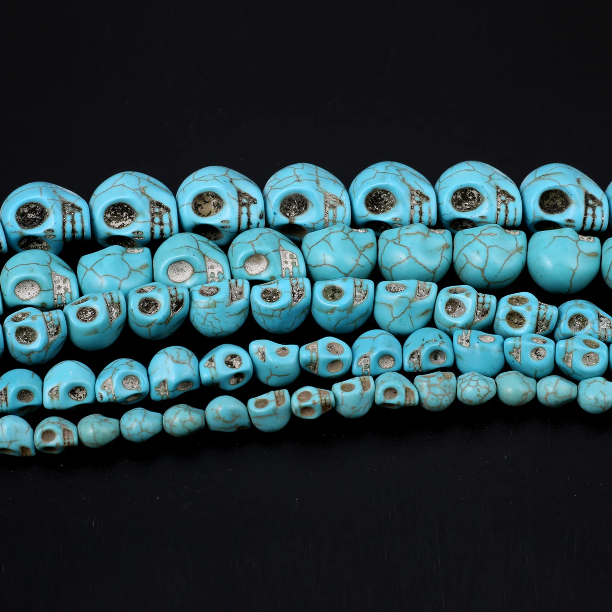 Skull Natural Stone Beads Blue White Turquoise Loose Spacer Beads for DIY Bracelet Necklace Making Jewelry Accessories Multisize
