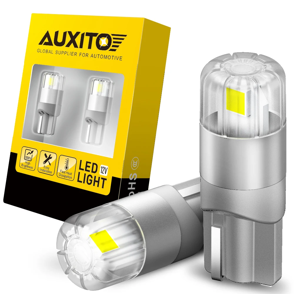AUXITO 2Pcs W5W LED T10 LED Bulbs Canbus 3030SMD For Car Parking Position Lights Interior Map Dome Lights 360 Degree Lighting