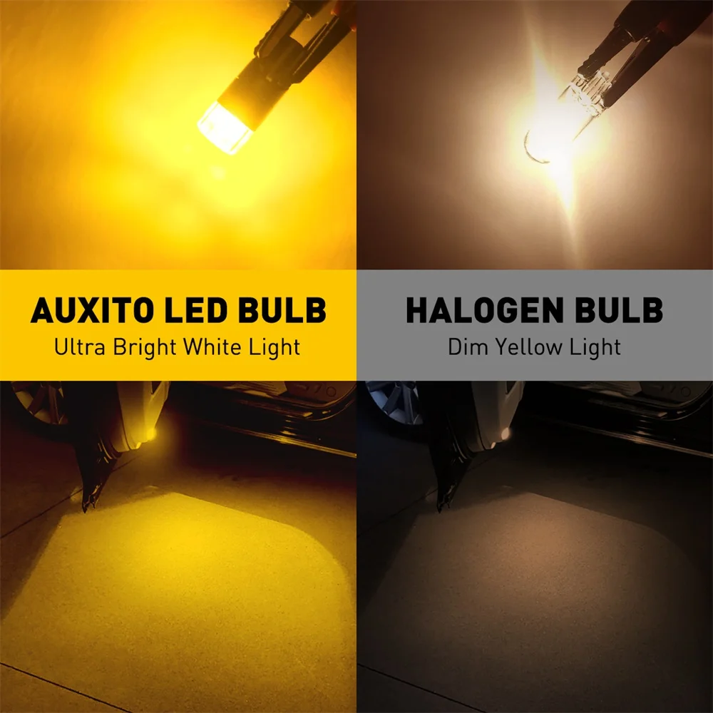 AUXITO 2Pcs W5W LED T10 LED Bulbs Canbus 3030SMD For Car Parking Position Lights Interior Map Dome Lights 360 Degree Lighting