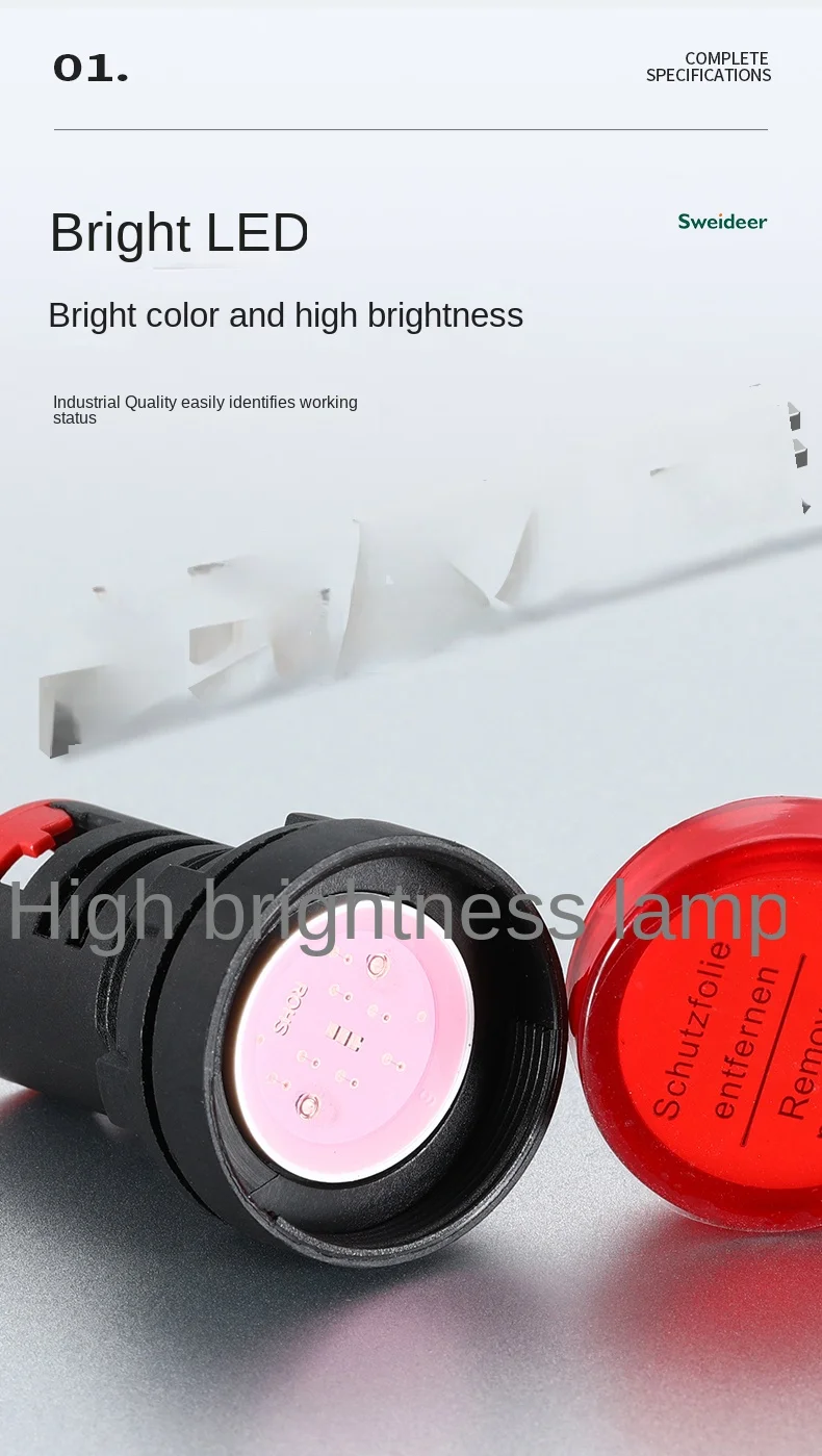 LED Indicator Light 12v 24v 220v 380v Red Green Yellow Blue Signal Light 16mm 22mm Signal Lamp