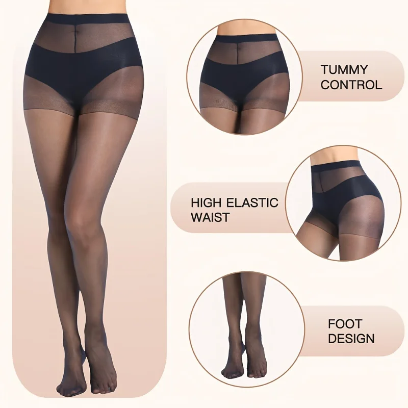 2/5/8/10 Pairs Women's Slim Fit Anti Hook Silk Pantyhose High Elasticity Breathable Ultra-Thin Bottom Socks Leggings
