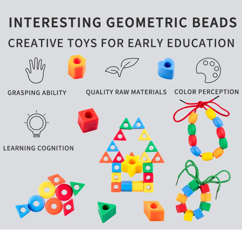 Beaded Diy Handmade Puzzle Wearing Beads Building Blocks EarlyEducation Geometry Shape Bracelet Toy