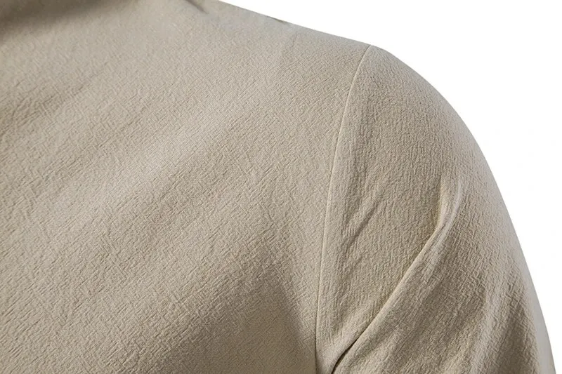 King Billion Men's Shirts Casual Men Cotton Linen Long Sleeve T-shirt Spring Autumn Vintage Shirt US Size Drawstring Neck