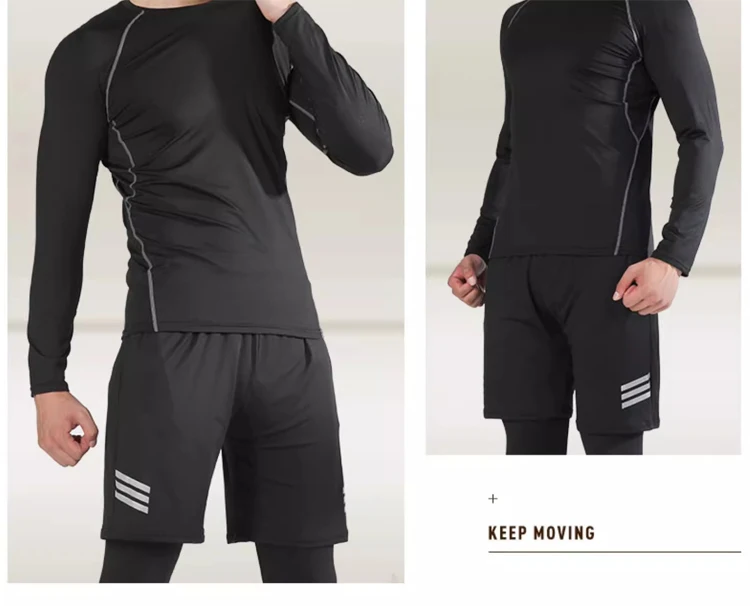 Men's thin, tight-fitting running suit for spring and summer 2026, quick-dry, breathable, long-sleeved fitness sportswear