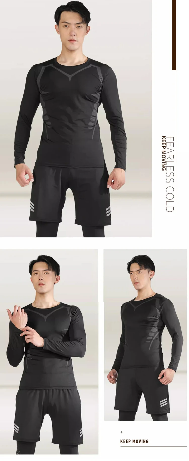 Men's thin, tight-fitting running suit for spring and summer 2026, quick-dry, breathable, long-sleeved fitness sportswear