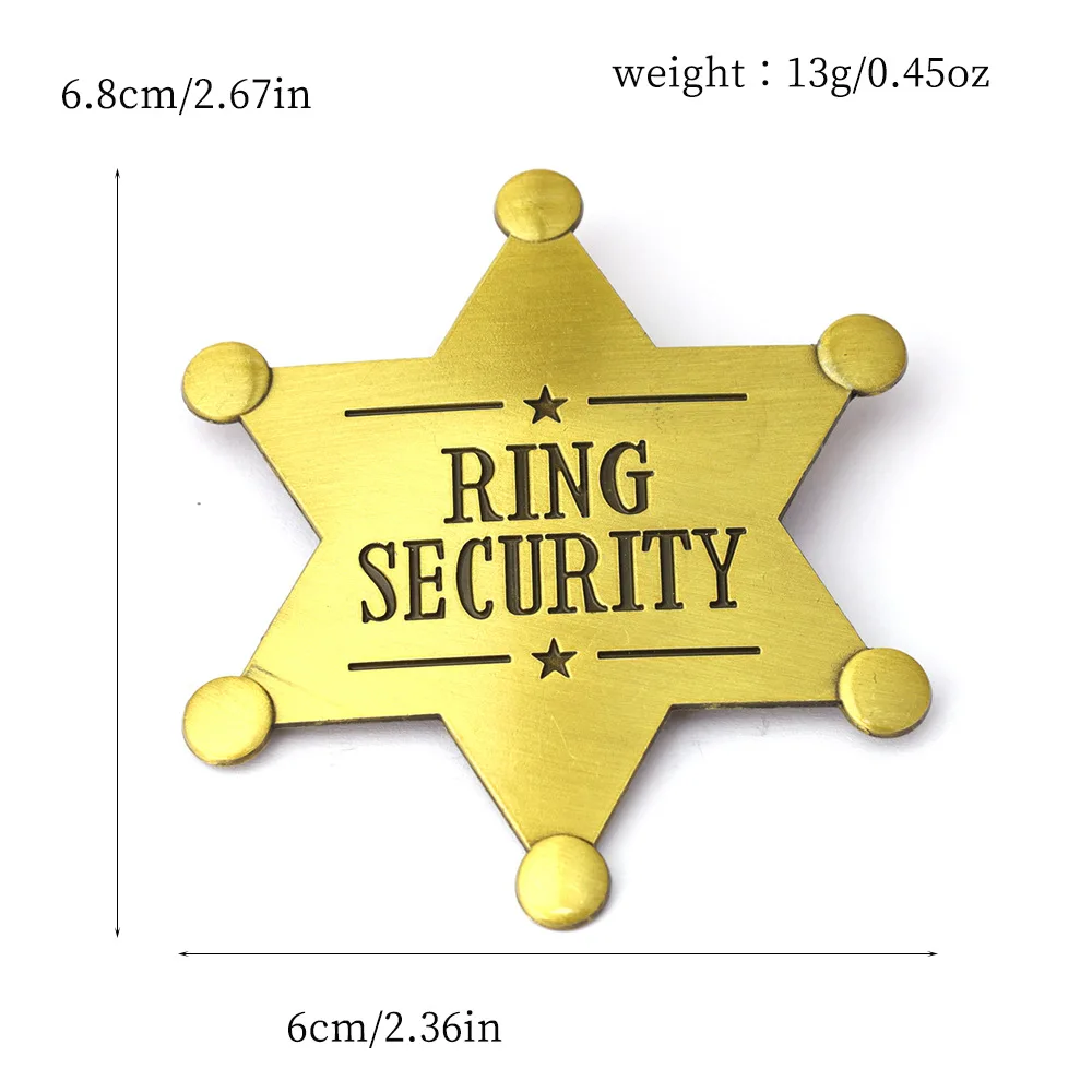 Western Adult Sheriff Badges Costume Star Shaped Metal Pin Brooches Carnival Party Gifts Cowboy Honor School Toy