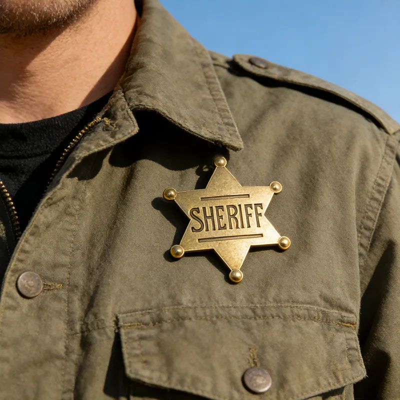 Western Adult Sheriff Badges Costume Star Shaped Metal Pin Brooches Carnival Party Gifts Cowboy Honor School Toy