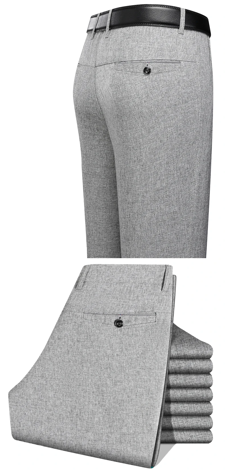 2026 Mens Trousers Dress Straight Pants Spring Summer Male Work Suit Pants Husband Father Black Grey Formal Pants