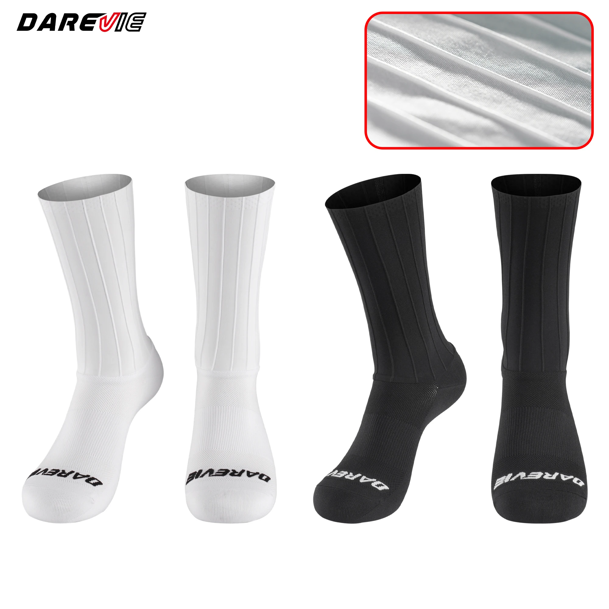 DAREVIE Sport Socks Aero High Speed Quick Dry Non Slip Outdoors Man Socks Moisture Wicking Reduce Wind Resistance Woman Socks