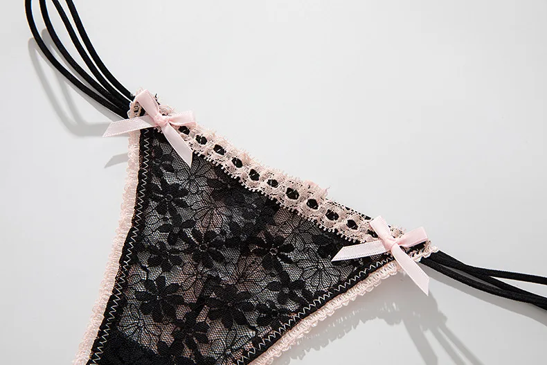 Lace Bow Panties Sexy Female Lingerie Daily Home Wear Solid Thongs Underwear Women Low Waist Panties Breathable Трусы Женские