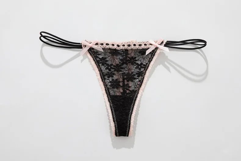 Lace Bow Panties Sexy Female Lingerie Daily Home Wear Solid Thongs Underwear Women Low Waist Panties Breathable Трусы Женские