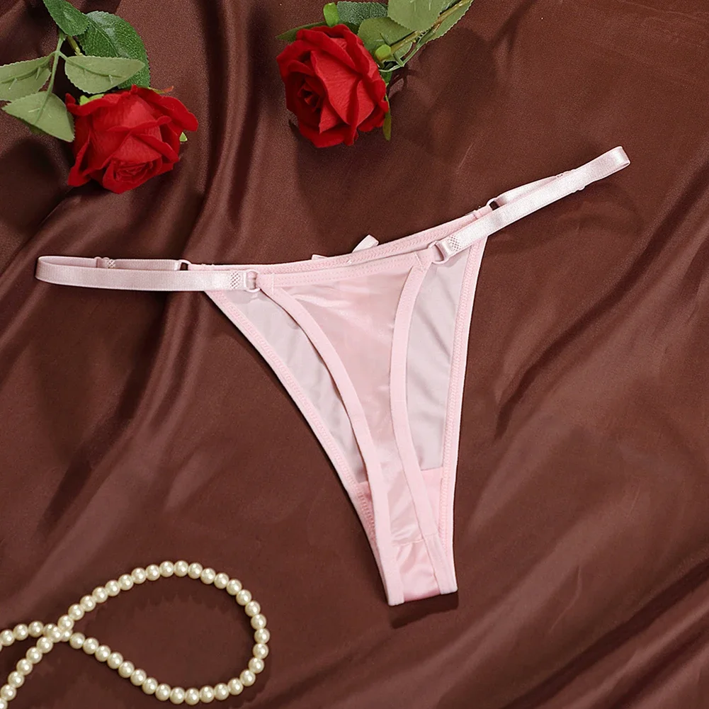 Sexy Women's Satin Soft G-Strings Thongs T-Panties Low Waist Bow Briefs Shorts Comfortable Female Underwear Трусы Женские