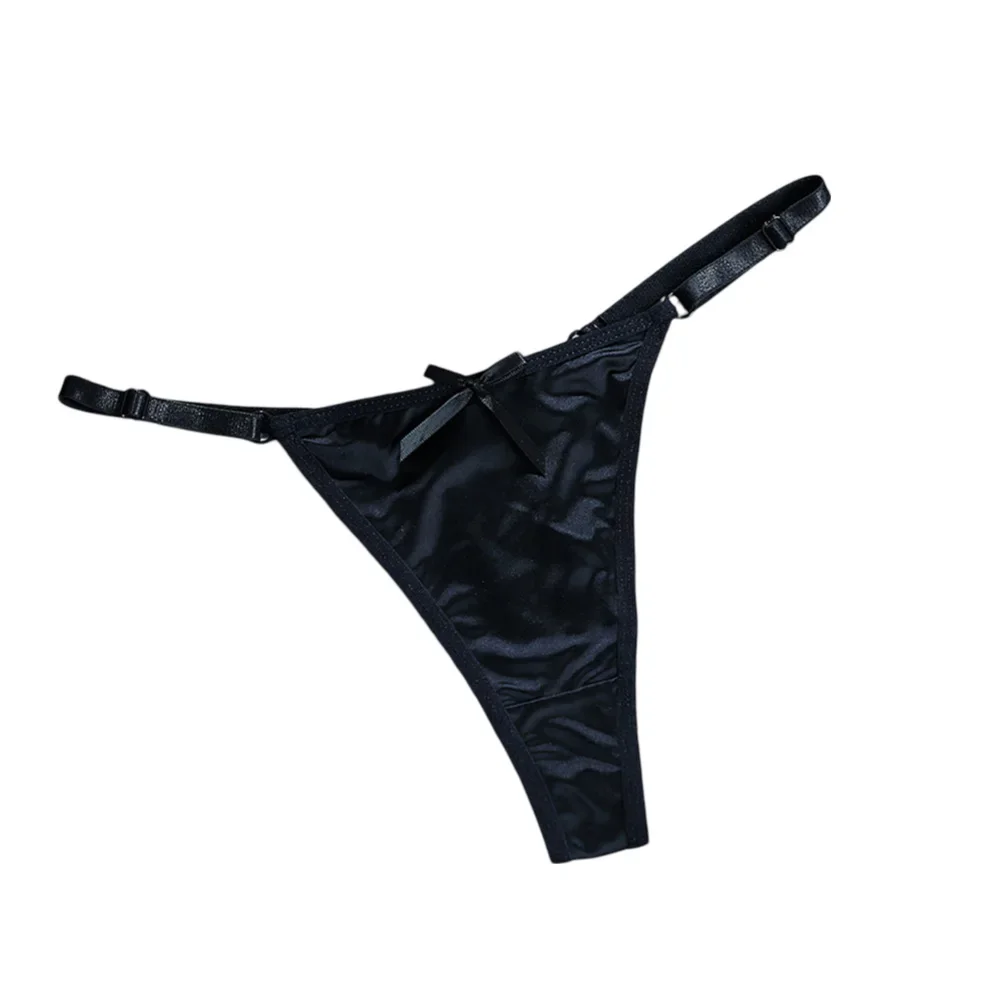 Sexy Women's Satin Soft G-Strings Thongs T-Panties Low Waist Bow Briefs Shorts Comfortable Female Underwear Трусы Женские