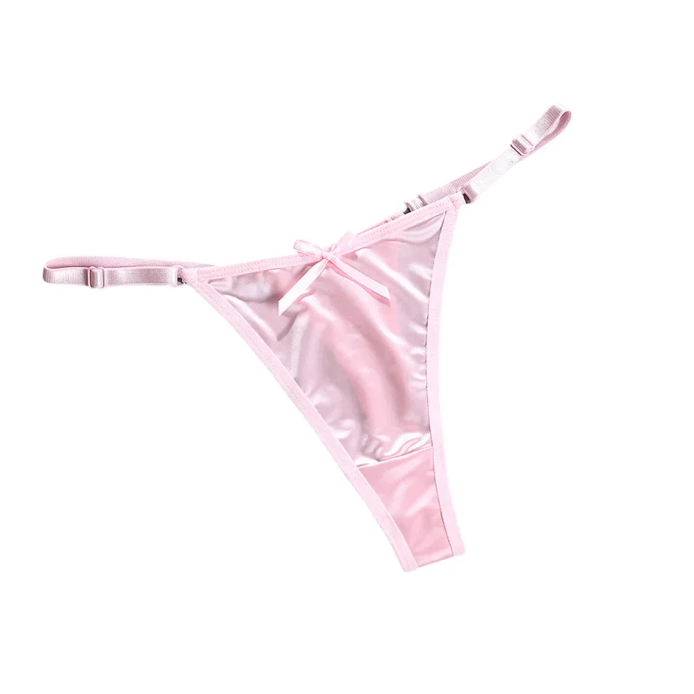 Sexy Women's Satin Soft G-Strings Thongs T-Panties Low Waist Bow Briefs Shorts Comfortable Female Underwear Трусы Женские