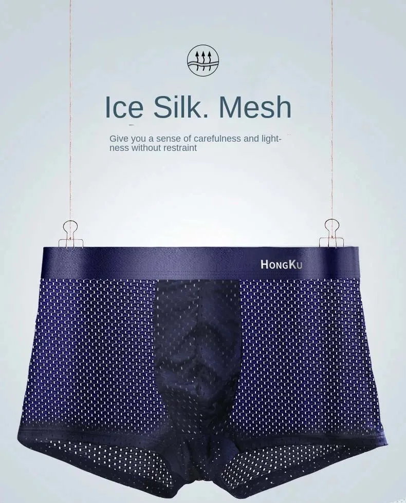 Brand Boxers Man Summer Thin Ice Silk Breathable Men Underpants Soft Touch Men's Briefs 3D Cutting U Pouch Design Underwear Man
