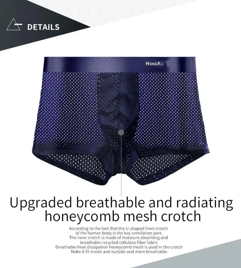 Brand Boxers Man Summer Thin Ice Silk Breathable Men Underpants Soft Touch Men's Briefs 3D Cutting U Pouch Design Underwear Man