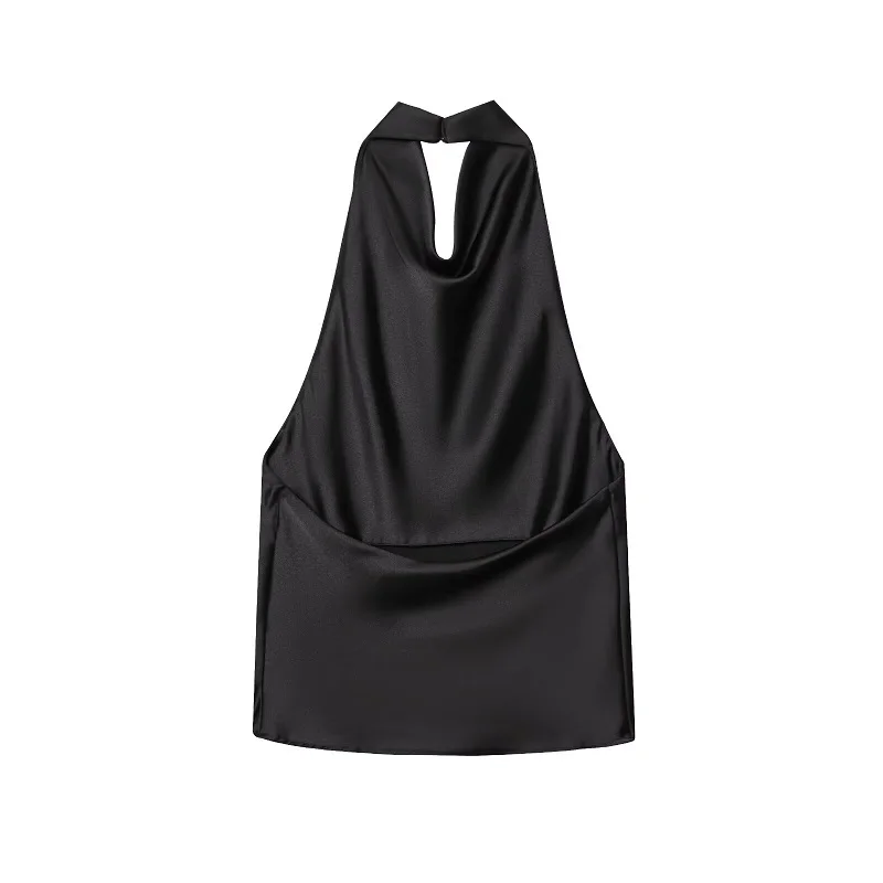 MUJER Satin Halter Tops for Women off Shoulder Backless Tops Woman 2026 Sexy Strapless Women's Tops Camisole Beach Top Female