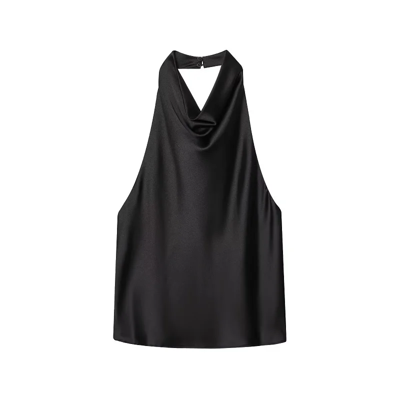 MUJER Satin Halter Tops for Women off Shoulder Backless Tops Woman 2026 Sexy Strapless Women's Tops Camisole Beach Top Female