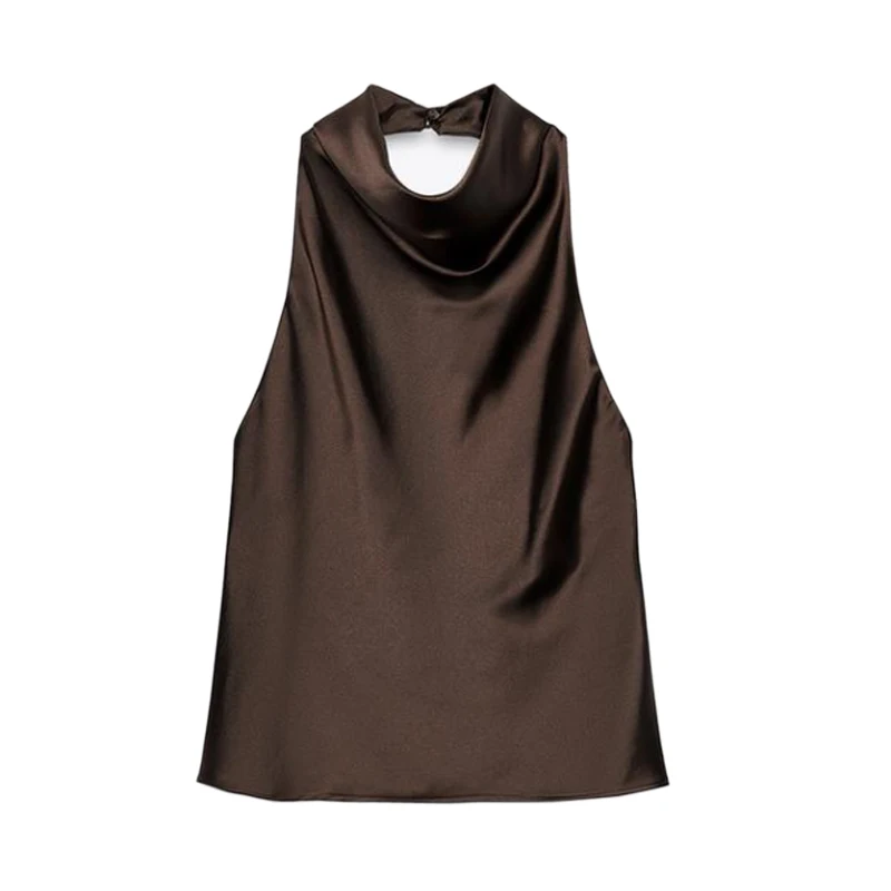 MUJER Satin Halter Tops for Women off Shoulder Backless Tops Woman 2026 Sexy Strapless Women's Tops Camisole Beach Top Female