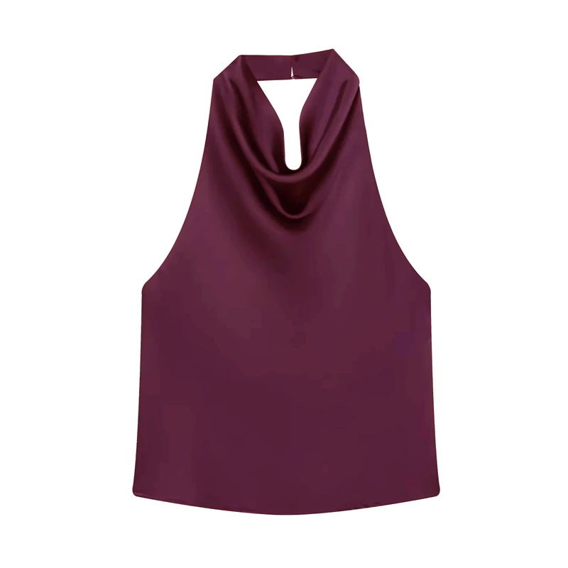 MUJER Satin Halter Tops for Women off Shoulder Backless Tops Woman 2026 Sexy Strapless Women's Tops Camisole Beach Top Female