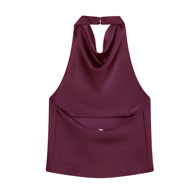MUJER Satin Halter Tops for Women off Shoulder Backless Tops Woman 2026 Sexy Strapless Women's Tops Camisole Beach Top Female