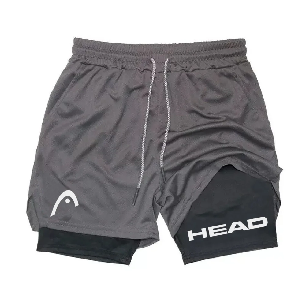Anime Berserk Head Running Shorts Men Fitness Gym Training 2 in 1 Sports Quick Dry Workout Jogging Double Deck Summer