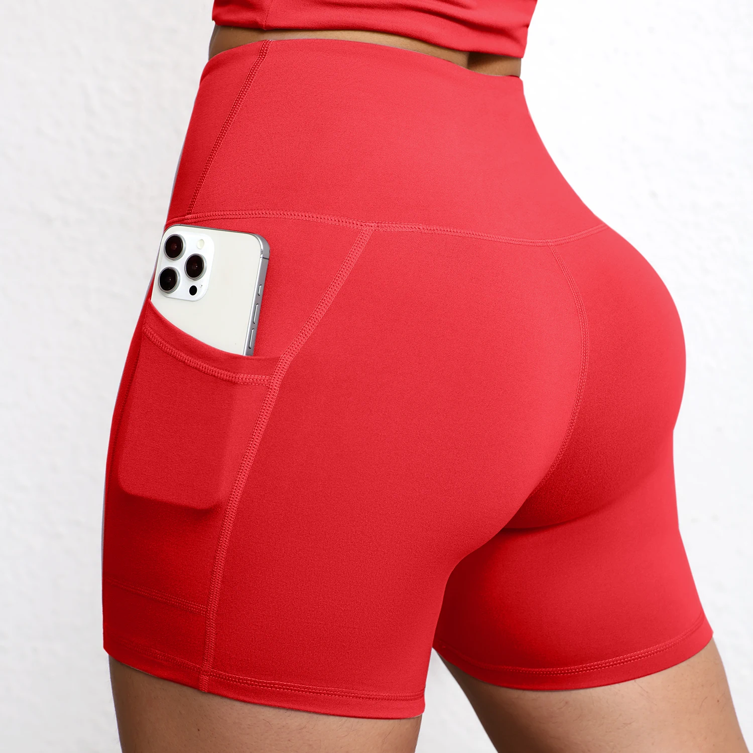 Yoga Shorts with Pockets High Waist Butt Lifting Cyclings Tights Outdoor Workout Jogging Shorts Sportswear Gym Running Short