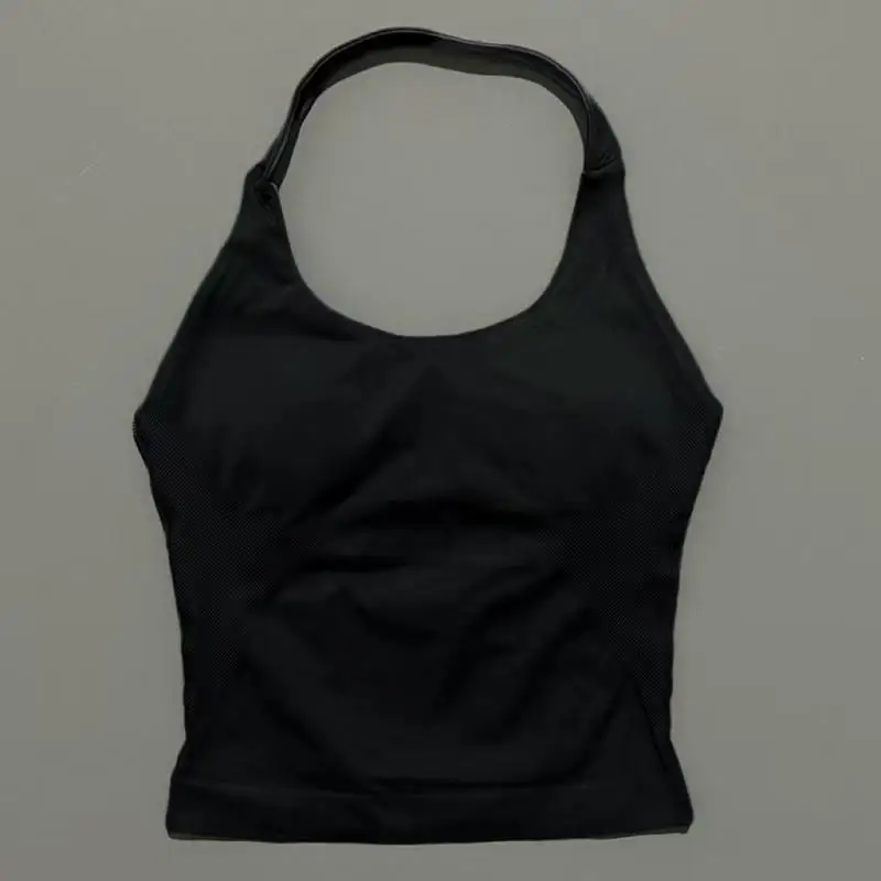 Sports Gym Halter Top Woman Seamless Yoga Tank Removable Chest Pad Push-up Sports Vest Fitness Workout Running Tops