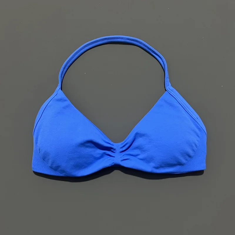 HISTELLO Sports Strappy Bra Df Solid Color Women Seamless Yoga Underwear Fitness Workout Halter Top Running Gym Sports Bra