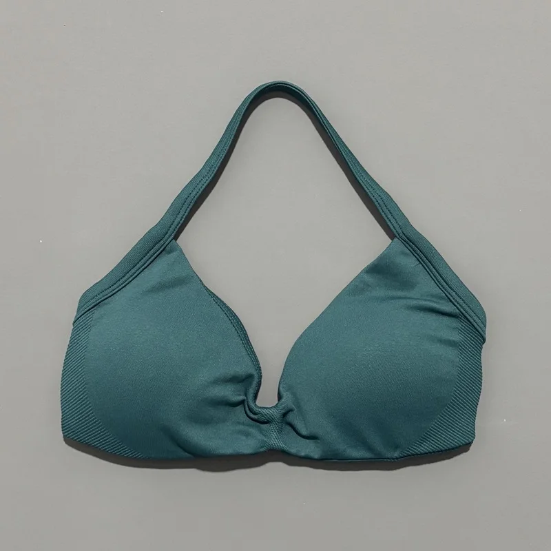 HISTELLO Sports Strappy Bra Df Solid Color Women Seamless Yoga Underwear Fitness Workout Halter Top Running Gym Sports Bra
