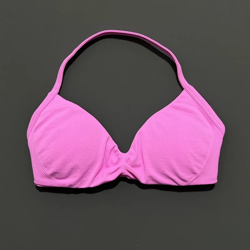 HISTELLO Sports Strappy Bra Df Solid Color Women Seamless Yoga Underwear Fitness Workout Halter Top Running Gym Sports Bra