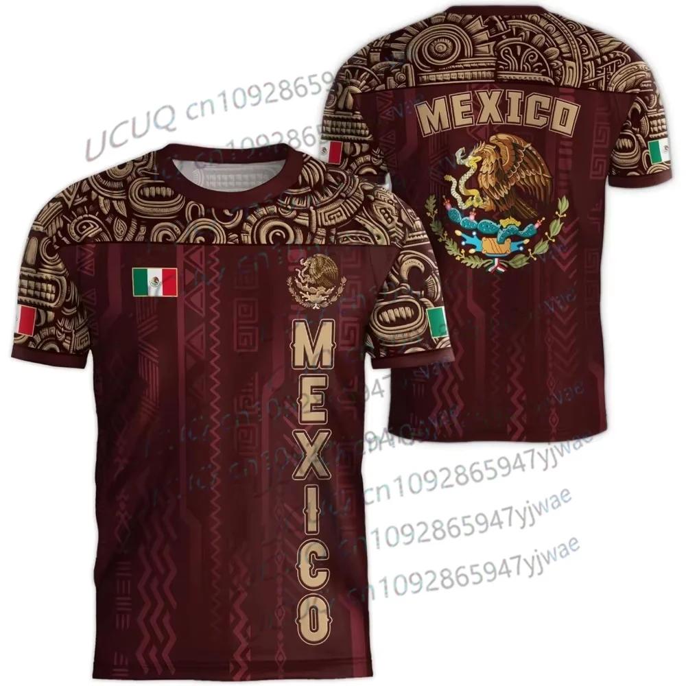 2026 Mexico National Flag Print Men's Women's Short Sleeve T-shirt 3D Print Tees Outdoor Football Jersey Sports Casual Tops