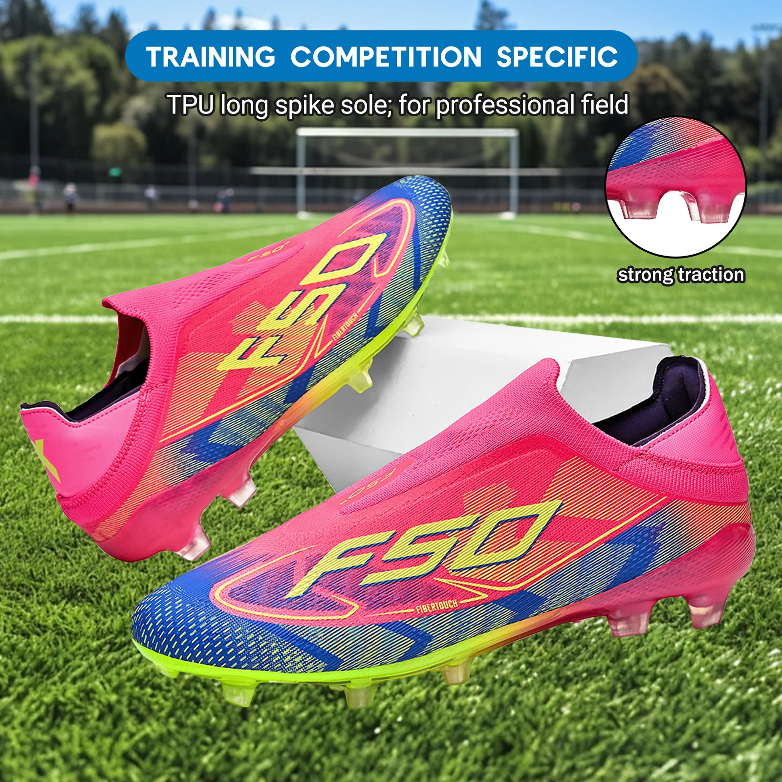 Professional Match Adult AG FG Soccer Cleats Textured PU Upper High-friction TPU Stud Anti-slip Boost Ball Control For Grass