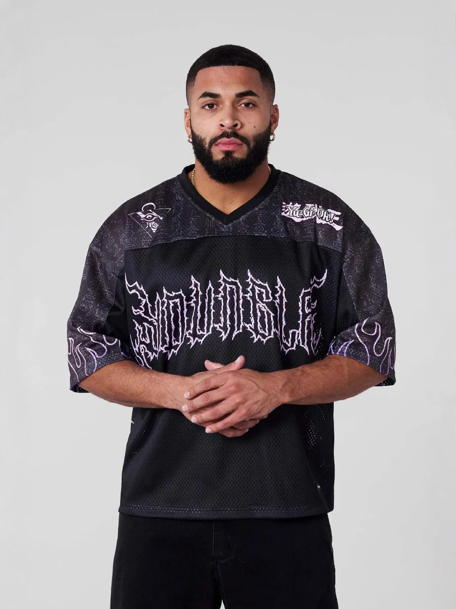 YA Trendy Brand oversized t-shirt Street leisure quick drying Breathable Large Mesh shirt animation graphic tee Short Sleeve to