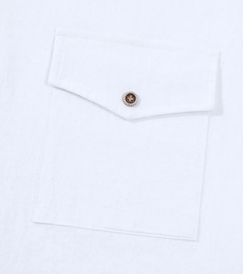 2026 New Men's Long Sleeve Casual Shirt Double Chest Pocket Button Up Soft Loose Linen Comfy Daily Work Street Outdoor Wear Tops