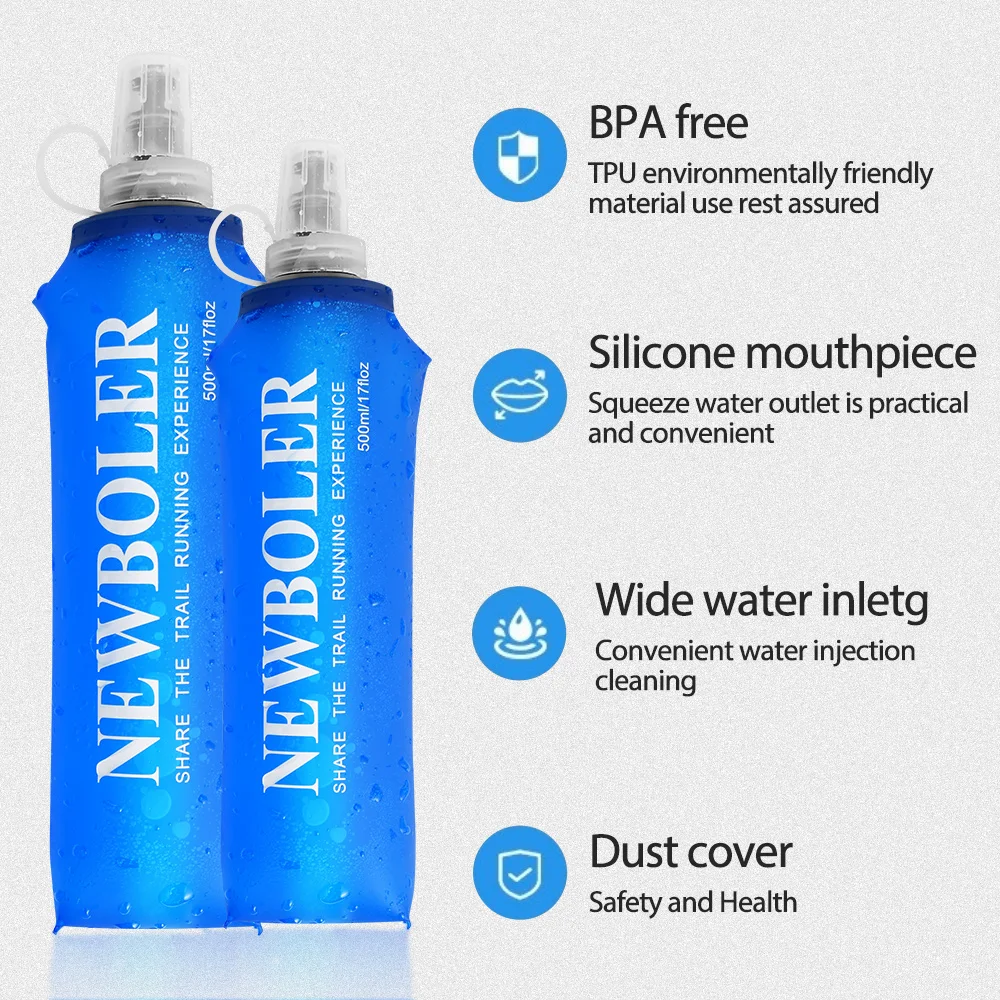250/500/750ML Water Bottle TPU Folding Soft Flask Sport Water Bottle Water Bag Collapsible Water Bottle Running Camping Hiking