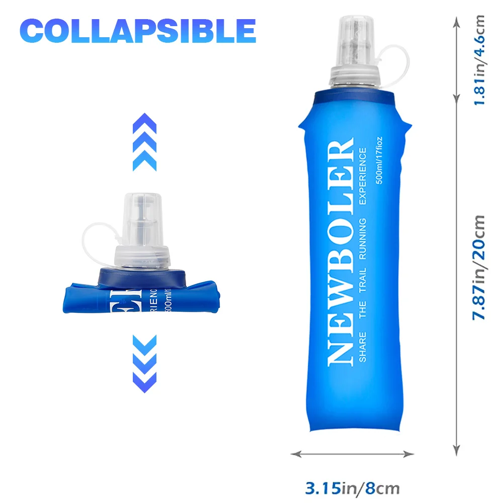 250/500/750ML Water Bottle TPU Folding Soft Flask Sport Water Bottle Water Bag Collapsible Water Bottle Running Camping Hiking