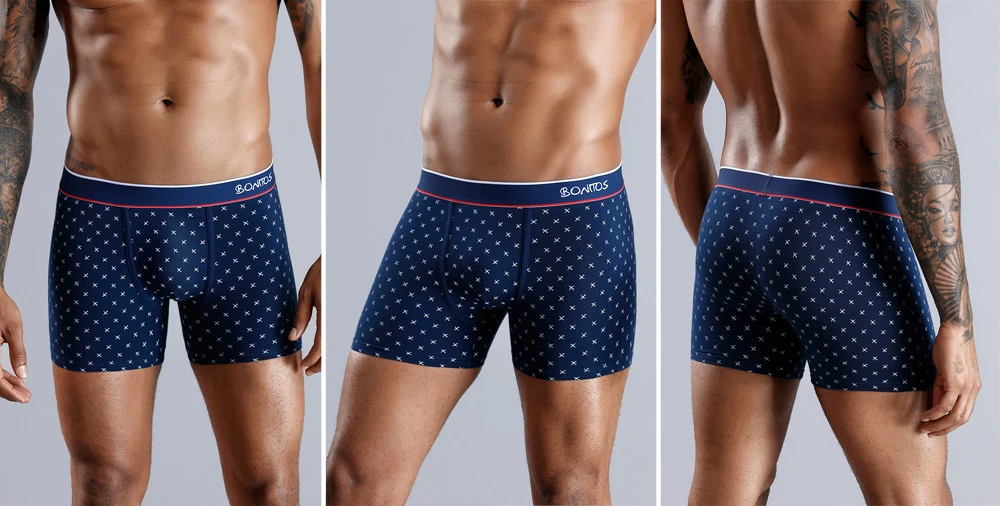 4pcs Cotton Boxer Shorts Soft Men's Panties BONITOS Letter Waistband Men Underpants Boxer Briefs Sexy Underwear for Man Boxers