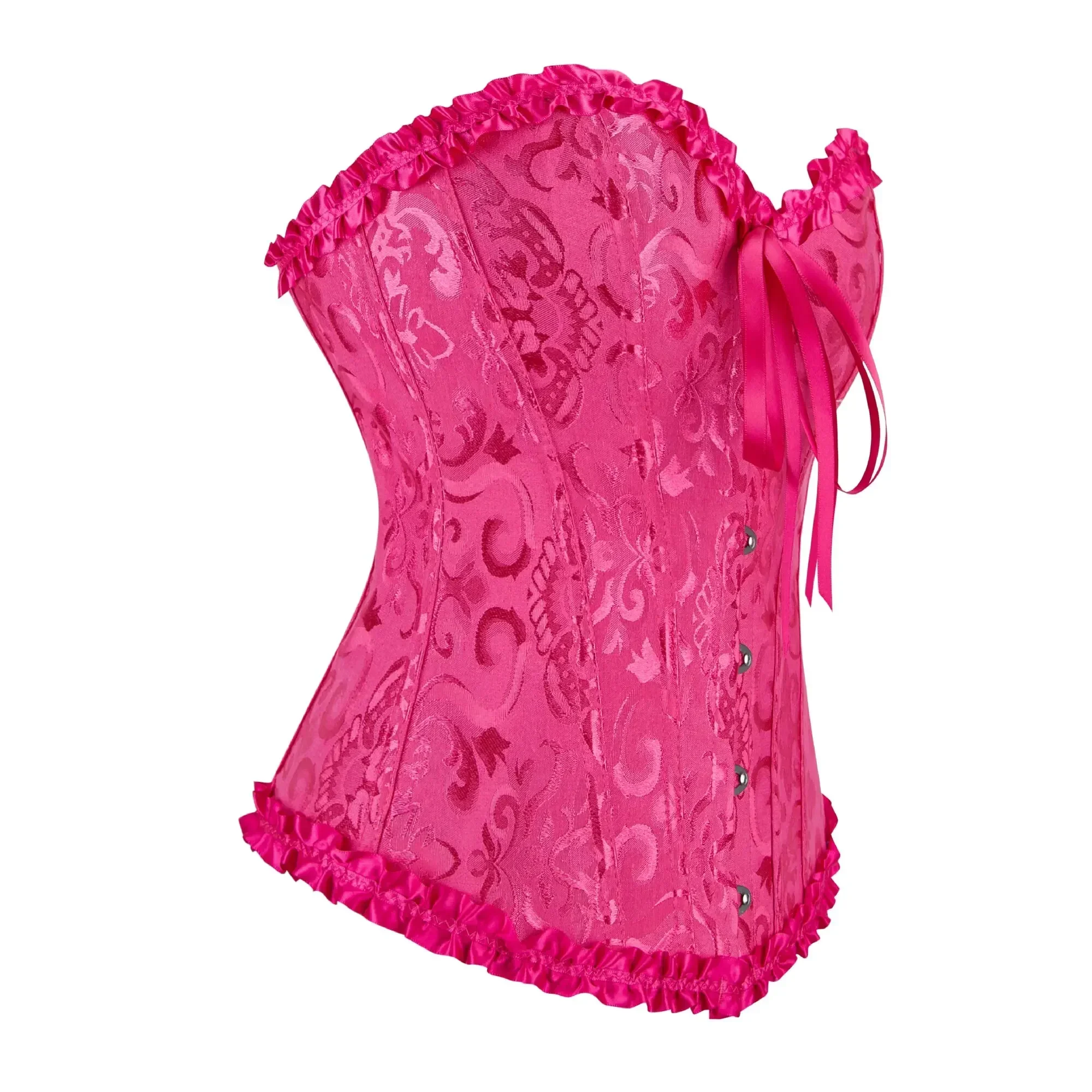 Women Corset Top Jacquard Overbust Bustier Victorian Sexy Lace up Floral Lingerie Korset Vintage Gothic Basques Costume