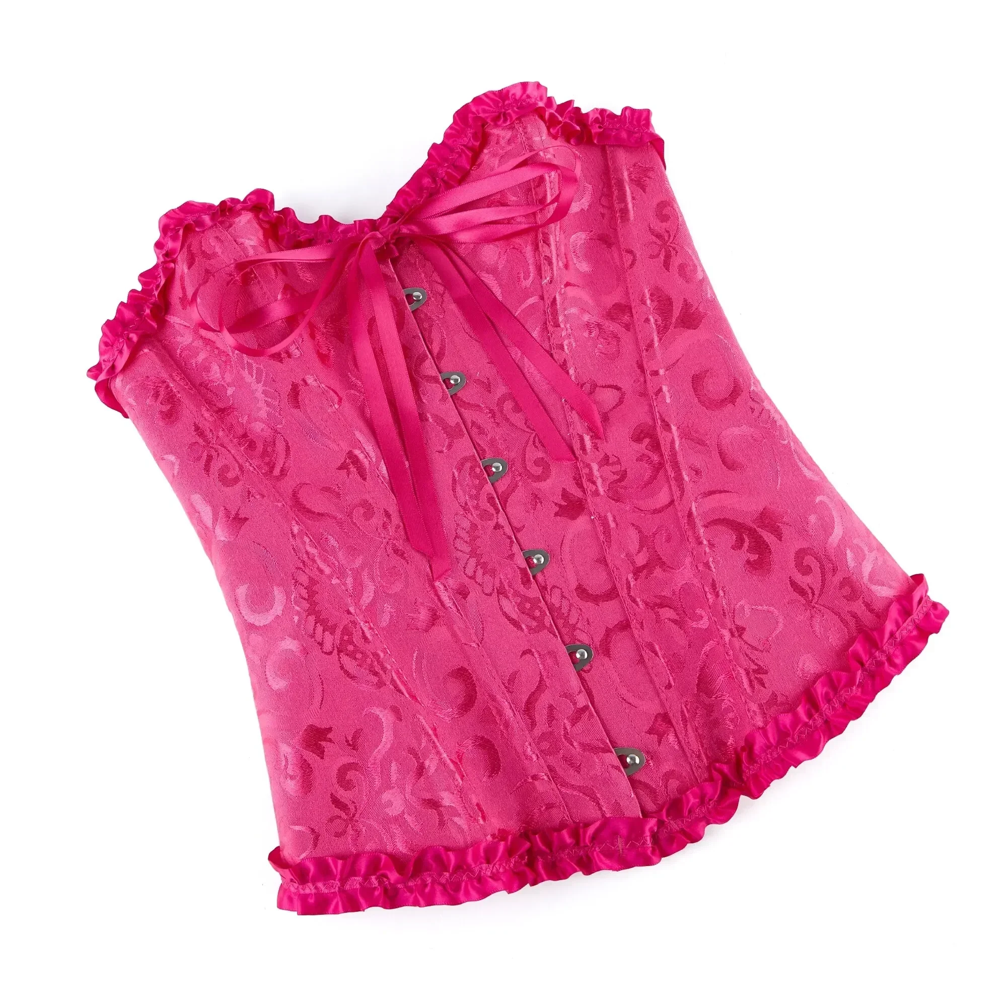 Women Corset Top Jacquard Overbust Bustier Victorian Sexy Lace up Floral Lingerie Korset Vintage Gothic Basques Costume